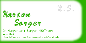 marton sorger business card